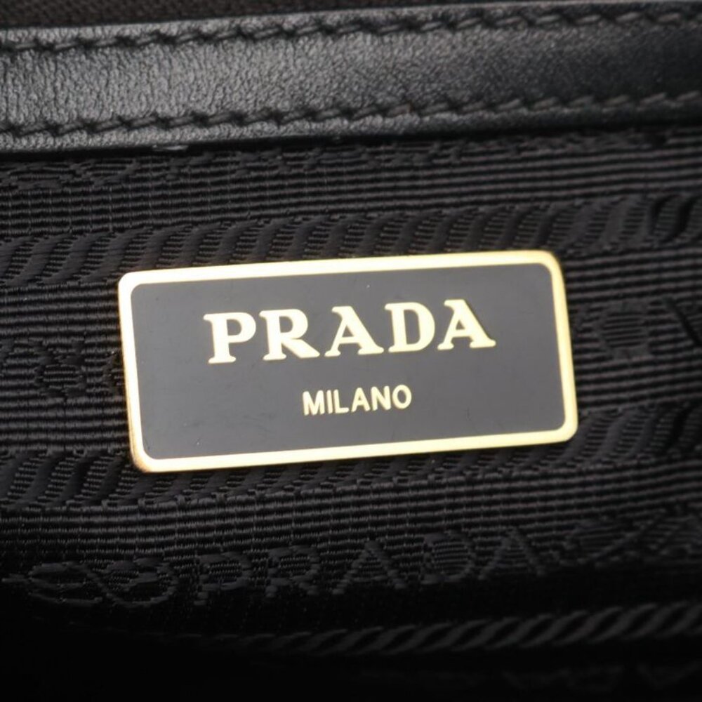 Prada Tote Bag Logo Jacquard 1 Bg158 Black Canvas Leather Logo Jacquard Tote Bag - Picture 4 of 10